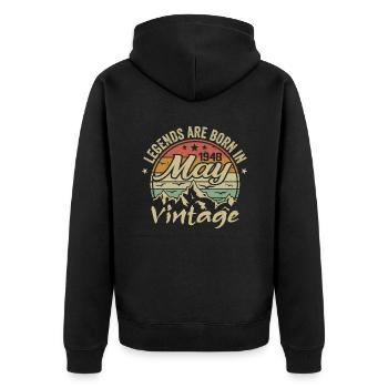 Mai 1948 Geburtstagsgeschenk 1948 Jahrgang 1948 - Unisex Premium Bio Zip Hoodie - Schwarz - Hinten - Nico (187cm)
