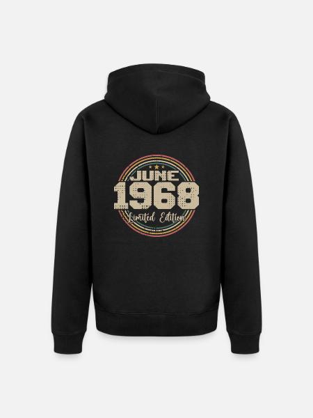 Geboren im Juni 1968 Geburtstag 11968 Juni 1968 Juni - Unisex Premium Bio Zip Hoodie - Schwarz