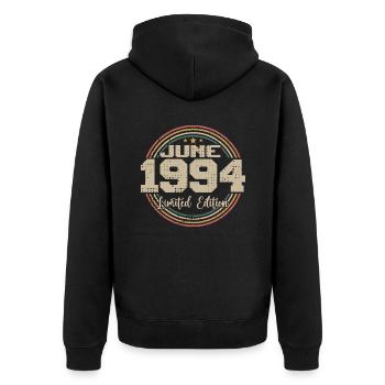 Geboren im Juni 1994 Geburtstag 11994 Juni 1994 Juni - Unisex Premium Bio Zip Hoodie - Schwarz - Hinten - Nico (187cm)