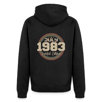 1983 Anniversaire Juillet 1983 Cadeau Juillet 1983 - Veste à capuche bio Premium Unisexe - noir - Dos - Nico (187cm)