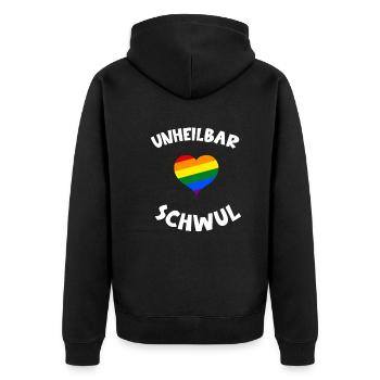 Schwul Schwule Homosexualität Toleranz Spruch - Unisex Premium Bio Zip Hoodie - Schwarz - Hinten - Nico (187cm)