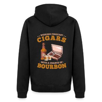 Prévisions de week-end Cigares avec une chance de whisky - Veste à capuche bio Premium Unisexe - noir - Dos - Nico (187cm)