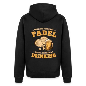 Padel und Bier Lustige Sätze Paddel-Tennis - Unisex Premium Bio Zip Hoodie - Schwarz - Hinten - Nico (187cm)
