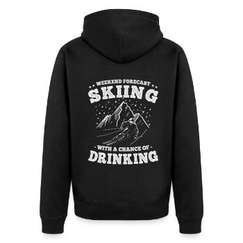 Wochenendprognose Skifahren und Trinken Lustige Ski - Unisex Premium Bio Zip Hoodie - Schwarz - Hinten - Nico (187cm)