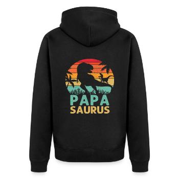 Papasaurus T Rex Dinosaure Papa Saurus Humour Père - Veste à capuche bio Premium Unisexe - noir - Dos - Nico (187cm)