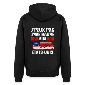 Je peux pas j' me barre aux États-unis cadeau USA - Veste à capuche bio Premium Unisexe - noir - Dos - Nico (187cm)