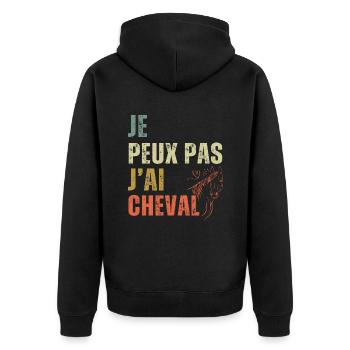 Je peux pas j' ai cheval humour équitation cadeau - Veste à capuche bio Premium Unisexe - noir - Dos - Nico (187cm)
