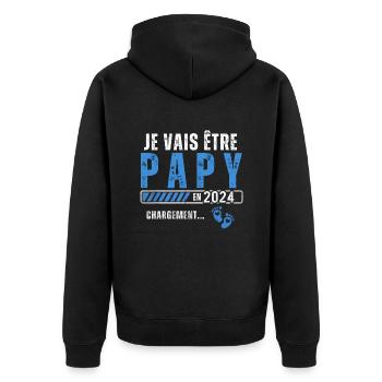 Je vais être papy en 2024 annonce naissance cadeau - Veste à capuche bio Premium Unisexe - noir - Dos - Nico (187cm)