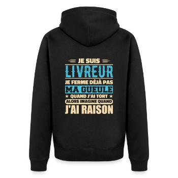 I'm a delivery guy I'm already not shutting up Humor - Unisex Premium Organic Zip Hoodie - black - Back - Nico (187cm)