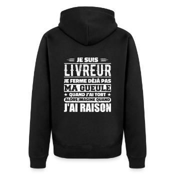 I'm a delivery guy I'm already not shutting up Humor - Unisex Premium Organic Zip Hoodie - black - Back - Nico (187cm)