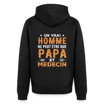 A Real Man Is Just a Dad and a Doctor - Unisex Premium Organic Zip Hoodie - black - Back - Nico (187cm)