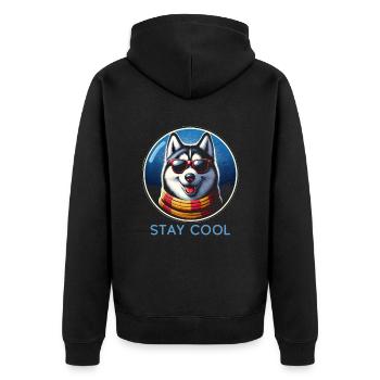 Cool Husky Shades - Unisex Premium Organic Zip Hoodie - black - Back - Nico (187cm)