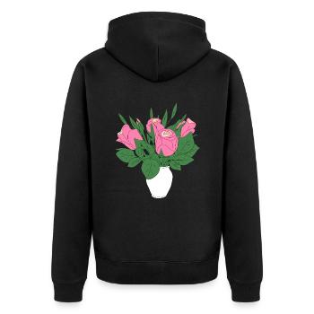 roses motif floral fleur fleur de rose florale - Veste à capuche bio Premium Unisexe - noir - Dos - Nico (187cm)