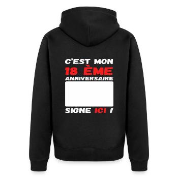 C' est mon 18 ème anniversaire livre d' or cadeau - Veste à capuche bio Premium Unisexe - noir - Dos - Nico (187cm)