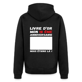 Livre d' or mon 18 ème anniversaire cadeau - Veste à capuche bio Premium Unisexe - noir - Dos - Nico (187cm)
