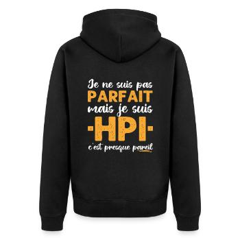 Je suis HPI Haut Potentiel Intellectuel cadeau - Veste à capuche bio Premium Unisexe - noir - Dos - Nico (187cm)