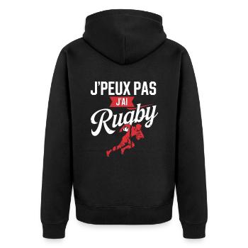 J'peux Pas, J'ai Rugby - Veste à capuche bio Premium Unisexe - noir - Dos - Nico (187cm)
