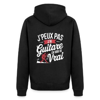 Ich kann keine richtige Gitarre haben - Unisex Premium Bio Zip Hoodie - Schwarz - Hinten - Nico (187cm)