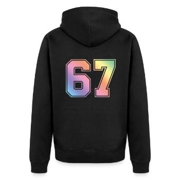 67 Numéro coloré - Veste à capuche bio Premium Unisexe - noir - Dos - Nico (187cm)