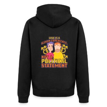 Love Is Not A Political Statement Gay Pride - Unisex Premium Bio Zip Hoodie - Schwarz - Hinten - Nico (187cm)