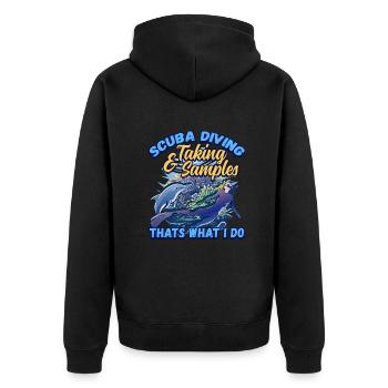 Scuba Diving & Taking Samples Marine Biologist - Unisex Premium Organic Zip Hoodie - black - Back - Nico (187cm)