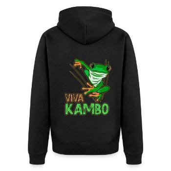 Viva Kambo Frog Ceremony Plant Medicine - Unisex Premium Organic Zip Hoodie - black - Back - Nico (187cm)