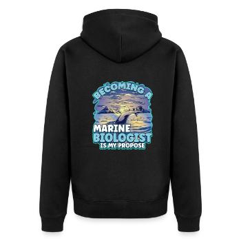 Becoming a future Marine Biologist is my propose - Unisex Premium Organic Zip Hoodie - black - Back - Nico (187cm)