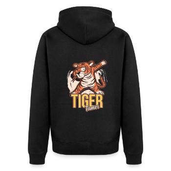 Circus Staff Tiger Tamer Ringmaster - Unisex Premium Organic Zip Hoodie - black - Back - Nico (187cm)