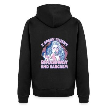 Je parle couramment Broadway et le théâtre sarcastique - Veste à capuche bio Premium Unisexe - noir - Dos - Nico (187cm)
