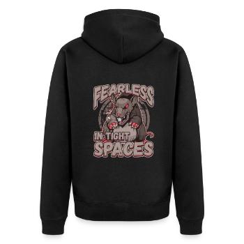Fearless in Tight Spaces - Unisex Premium Organic Zip Hoodie - black - Back - Nico (187cm)