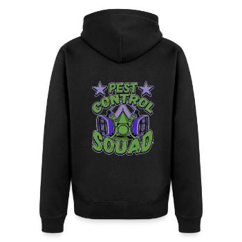 Pest Control Squad Design for a Bug Killer - Unisex Premium Bio Zip Hoodie - Schwarz - Hinten - Nico (187cm)