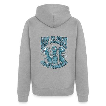 Aimer résoudre les problèmes de parasites Conception pour un bug - Veste à capuche bio Premium Unisexe - gris chiné - Dos - Nico (187cm)
