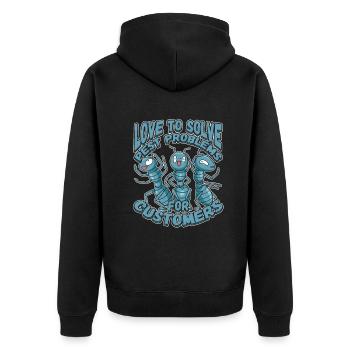 Love To Solve Pest Problems Design for a Bug - Unisex Premium Organic Zip Hoodie - black - Back - Nico (187cm)