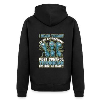 Pest Control Technician is Killin' It Pest - Unisex Premium Bio Zip Hoodie - Schwarz - Hinten - Nico (187cm)