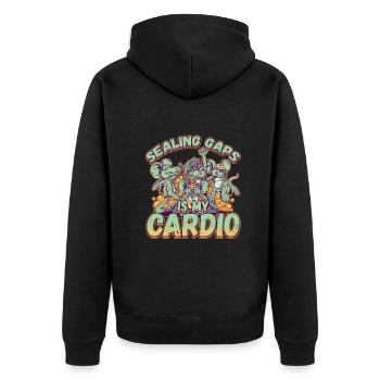 Sealing Caps Is My Cardio for a Pest Control - Unisex Premium Organic Zip Hoodie - black - Back - Nico (187cm)