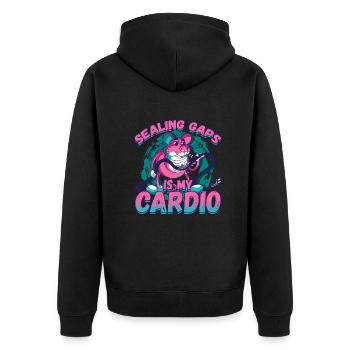 Sealing Caps Is My Cardio for a Pest Control - Unisex Premium Organic Zip Hoodie - black - Back - Nico (187cm)