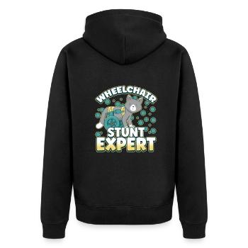 Handicap Wheelchair Design for an Amputation - Unisex Premium Bio Zip Hoodie - Schwarz - Hinten - Nico (187cm)