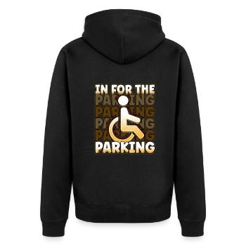 Handicap Wheelchair Design for an Amputation - Unisex Premium Bio Zip Hoodie - Schwarz - Hinten - Nico (187cm)