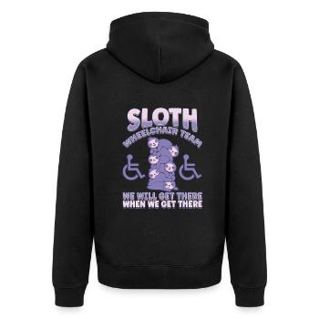 Handicap Wheelchair Design for an Amputation - Unisex Premium Bio Zip Hoodie - Schwarz - Hinten - Nico (187cm)