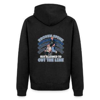 Handicap Wheelchair Design for an Amputation - Unisex Premium Bio Zip Hoodie - Schwarz - Hinten - Nico (187cm)