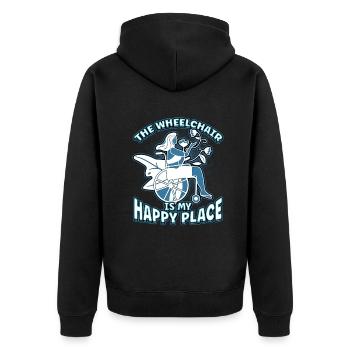 Handicap Wheelchair Design for an Amputation - Unisex Premium Bio Zip Hoodie - Schwarz - Hinten - Nico (187cm)