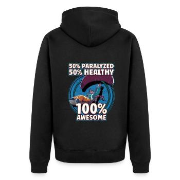 Handicap Wheelchair Design for an Amputation - Unisex Premium Bio Zip Hoodie - Schwarz - Hinten - Nico (187cm)