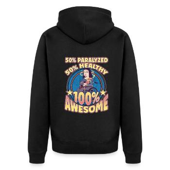 Handicap Wheelchair Design for an Amputation - Unisex Premium Bio Zip Hoodie - Schwarz - Hinten - Nico (187cm)