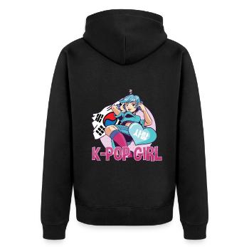 K-Pop Girl K-Drama Kpop - Unisex Premium Bio Zip Hoodie - Schwarz - Hinten - Nico (187cm)