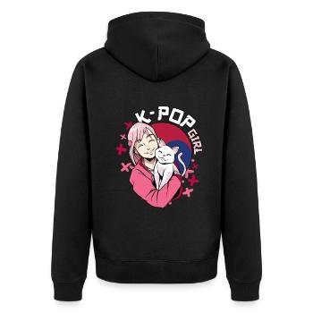 K-Pop Girl K-Drama Kpop - Unisex Premium Bio Zip Hoodie - Schwarz - Hinten - Nico (187cm)