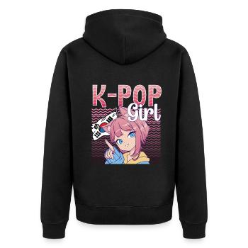 K-Pop Girl K-Drama Kpop - Unisex Premium Bio Zip Hoodie - Schwarz - Hinten - Nico (187cm)