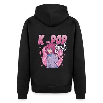 K-Pop Girl K-Drama Kpop - Unisex Premium Bio Zip Hoodie - Schwarz - Hinten - Nico (187cm)