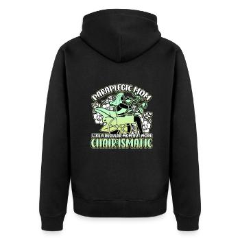 Handicap Wheelchair Design for an Amputation - Unisex Premium Bio Zip Hoodie - Schwarz - Hinten - Nico (187cm)