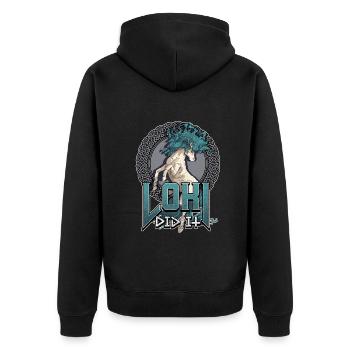 Norse Viking Mythology Design for Viking Warriors - Unisex Premium Bio Zip Hoodie - Schwarz - Hinten - Nico (187cm)