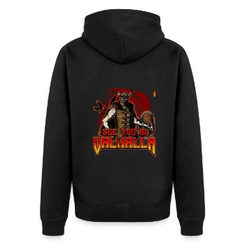 Norse Viking Mythology Design for Viking Warriors - Unisex Premium Bio Zip Hoodie - Schwarz - Hinten - Nico (187cm)